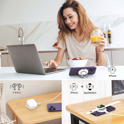 Creative Portable Folding Ring Two - in - one Magnetic Wireless Charger - Jaazi Intl