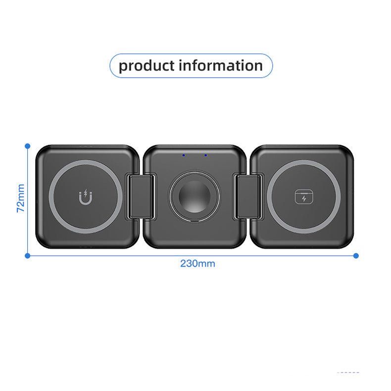 Cross - border Magnetic Wireless Charger Foldable Magsafe Charger Three - in - one Wireless Charging Wholesale - Jaazi Intl