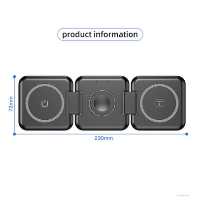 Cross - border Magnetic Wireless Charger Foldable Magsafe Charger Three - in - one Wireless Charging Wholesale - Jaazi Intl