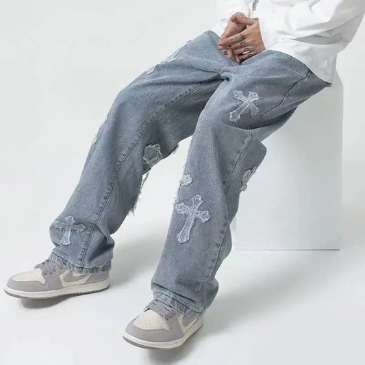 Cross Denim Pants - Jaazi Intl