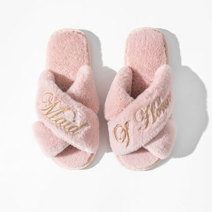 Cross slippers, plush slippers - Jaazi Intl