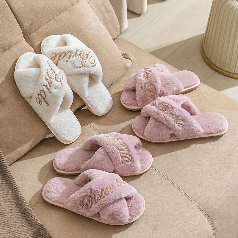 Cross slippers, plush slippers - Jaazi Intl