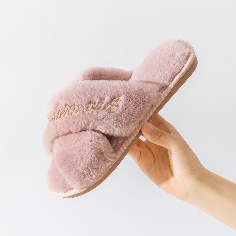 Cross slippers, plush slippers - Jaazi Intl