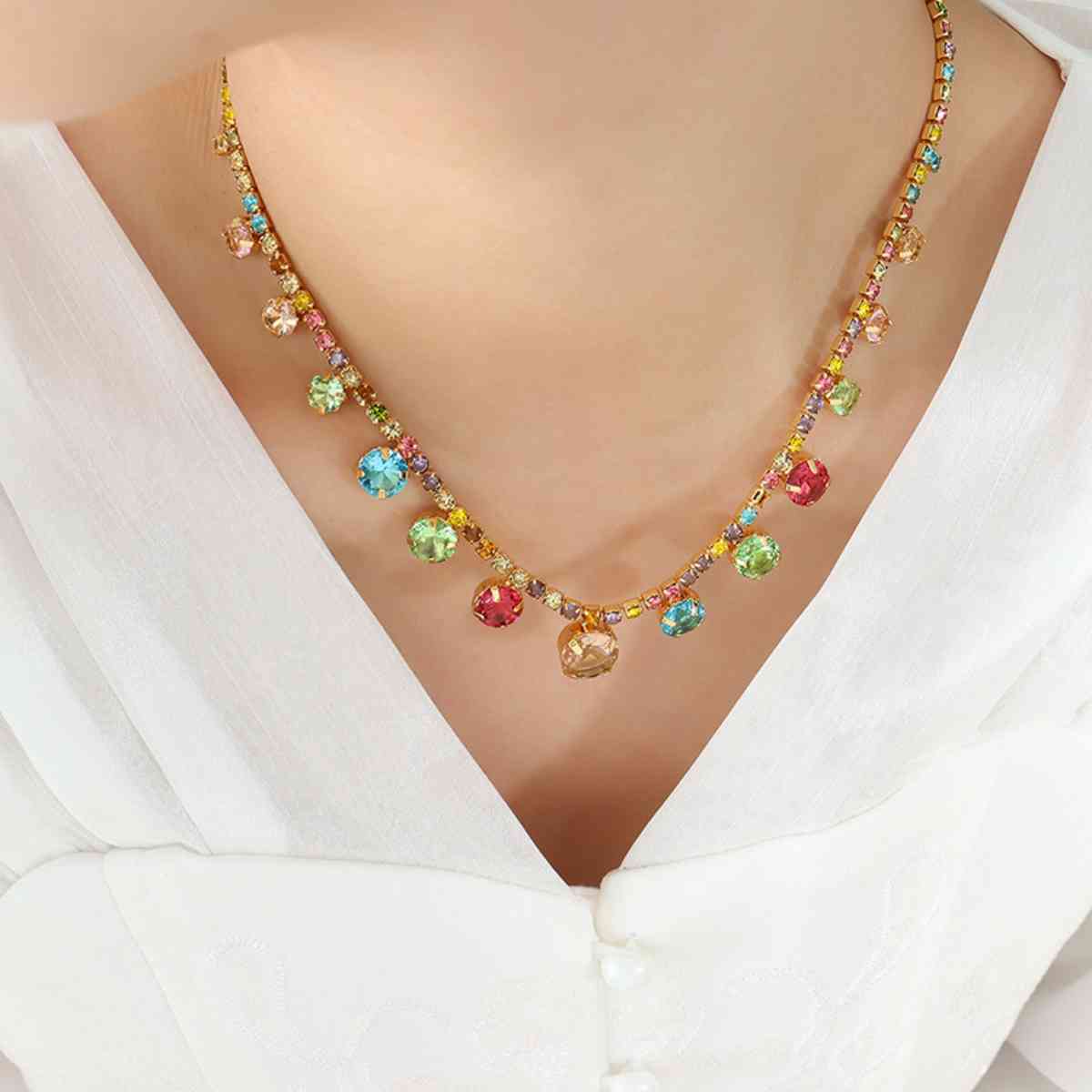 Crystal Copper Chain Necklace - Jaazi Intl