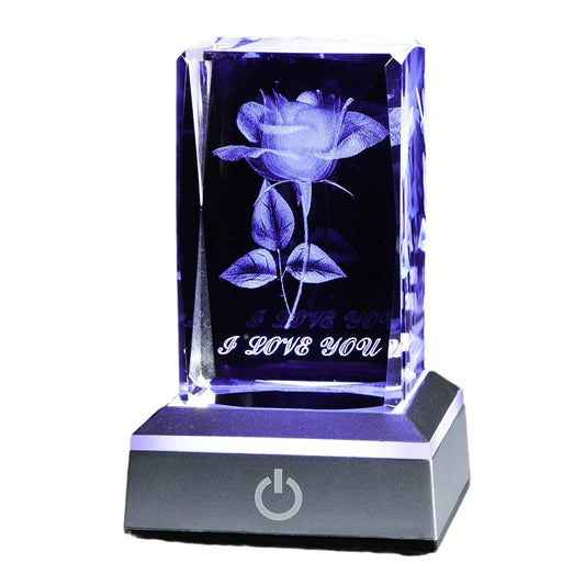 Crystal Laser Carved Rose Crystal Crafts Ornaments - Jaazi Intl