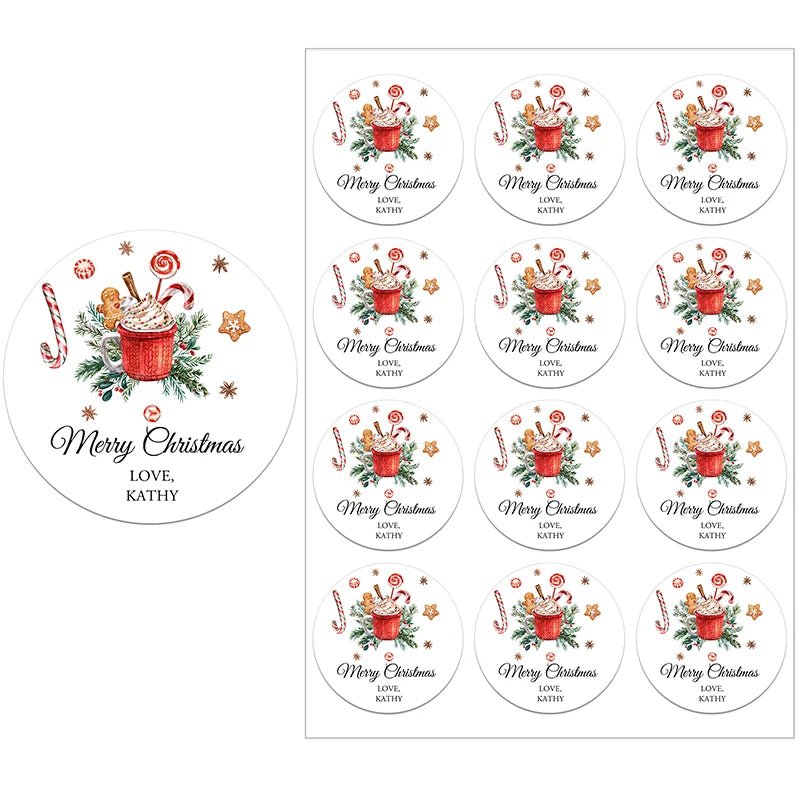 Custom Christmas Name Labels Stickers Wrapping Stickers Personalized Merry Xmas New Year Gift Decor Envelope Seals Stickers - Jaazi Intl