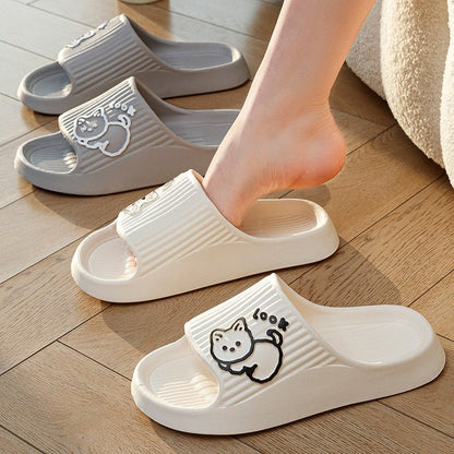 Cute Cat Slippers Summer Women Home Shoes Bath Thick Platform Non - Slip Slides Indoor Outdoor - Jaazi Intl