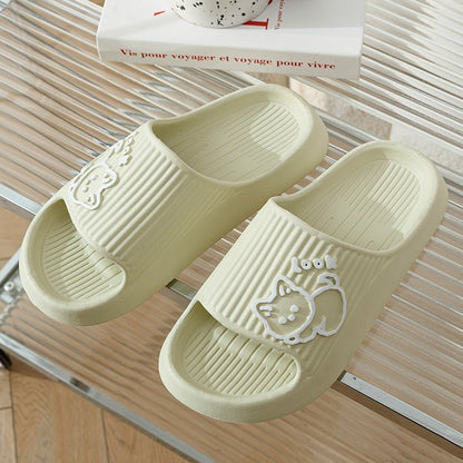 Cute Cat Slippers Summer Women Home Shoes Bath Thick Platform Non - Slip Slides Indoor Outdoor - Jaazi Intl