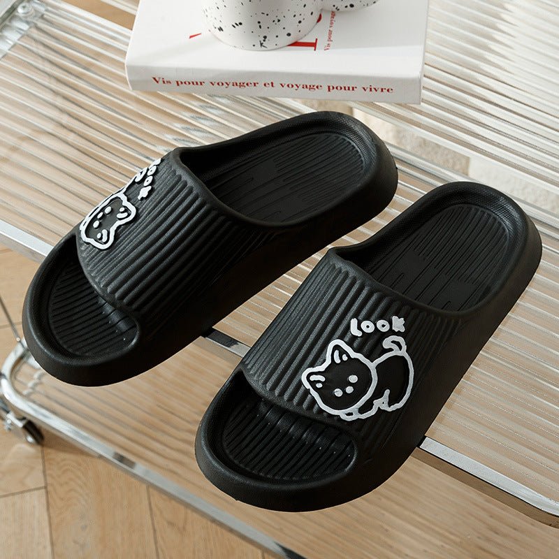 Cute Cat Slippers Summer Women Home Shoes Bath Thick Platform Non - Slip Slides Indoor Outdoor - Jaazi Intl