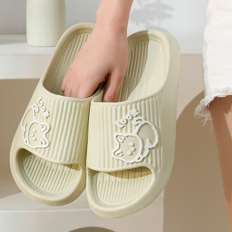 Cute Cat Slippers Summer Women Home Shoes Bath Thick Platform Non - Slip Slides Indoor Outdoor - Jaazi Intl