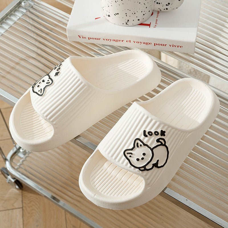 Cute Cat Slippers Summer Women Home Shoes Bath Thick Platform Non - Slip Slides Indoor Outdoor - Jaazi Intl