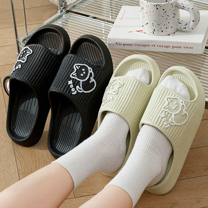 Cute Cat Slippers Summer Women Home Shoes Bath Thick Platform Non - Slip Slides Indoor Outdoor - Jaazi Intl