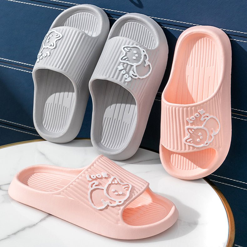 Cute Cat Slippers Summer Women Home Shoes Bath Thick Platform Non - Slip Slides Indoor Outdoor - Jaazi Intl