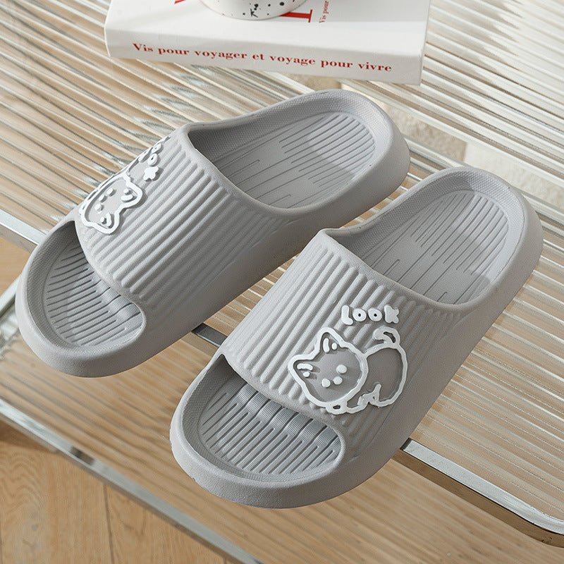 Cute Cat Slippers Summer Women Home Shoes Bath Thick Platform Non - Slip Slides Indoor Outdoor - Jaazi Intl