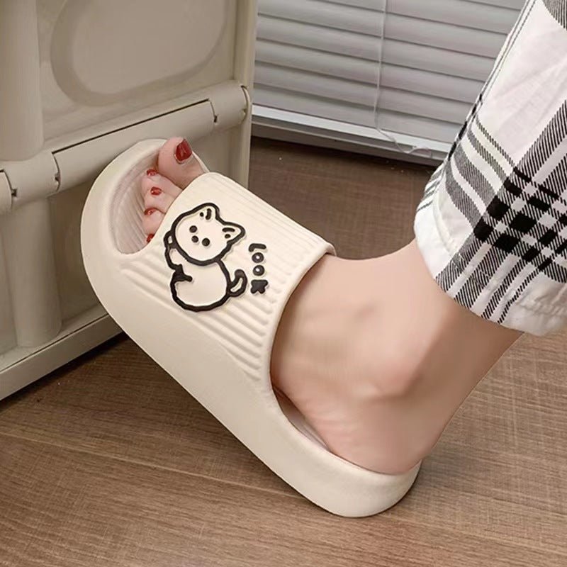 Cute Cat Slippers Summer Women Home Shoes Bath Thick Platform Non - Slip Slides Indoor Outdoor - Jaazi Intl