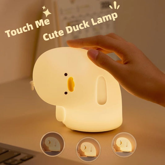 Cute Duck LED Night Light USB Rechargeable Nightlights Silicone Lamp Touch Soft Mood Light Child Kid Gift Bedroom Decor - Jaazi Intl