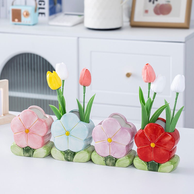 Cute Flowers Ceramic Niche Vase Decoration - Jaazi Intl