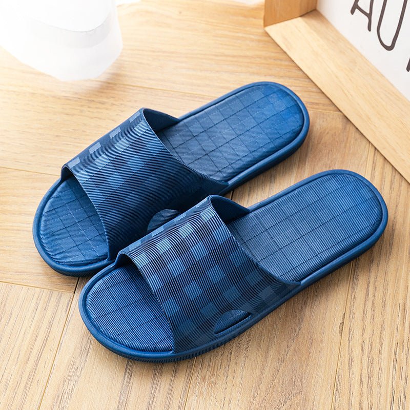 Cute Plaid Print Home Slippers Soft Sole Non - slip Floor Bathroom Shower Slippers For Women And Men House Shoes - Jaazi Intl