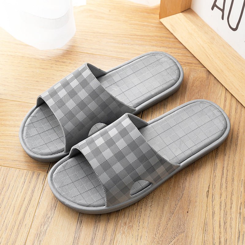 Cute Plaid Print Home Slippers Soft Sole Non - slip Floor Bathroom Shower Slippers For Women And Men House Shoes - Jaazi Intl