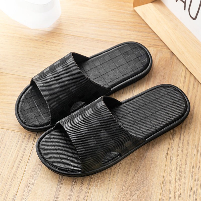 Cute Plaid Print Home Slippers Soft Sole Non - slip Floor Bathroom Shower Slippers For Women And Men House Shoes - Jaazi Intl