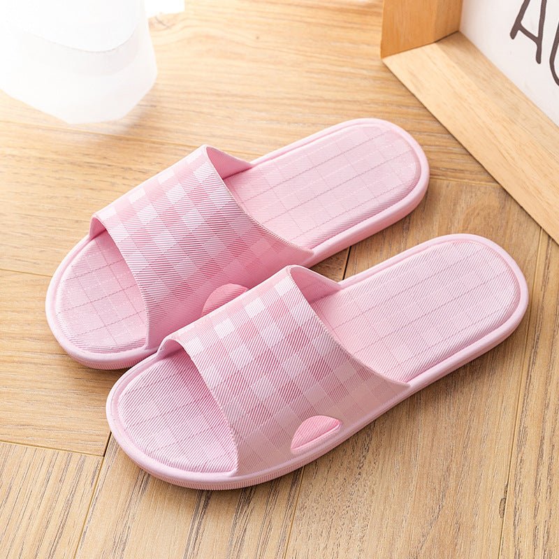 Cute Plaid Print Home Slippers Soft Sole Non - slip Floor Bathroom Shower Slippers For Women And Men House Shoes - Jaazi Intl