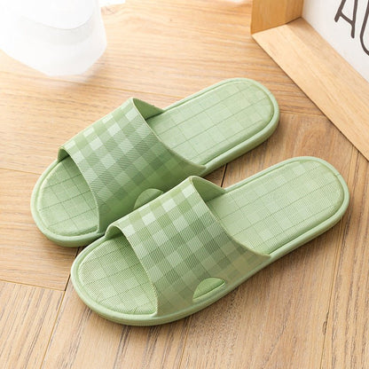 Cute Plaid Print Home Slippers Soft Sole Non - slip Floor Bathroom Shower Slippers For Women And Men House Shoes - Jaazi Intl