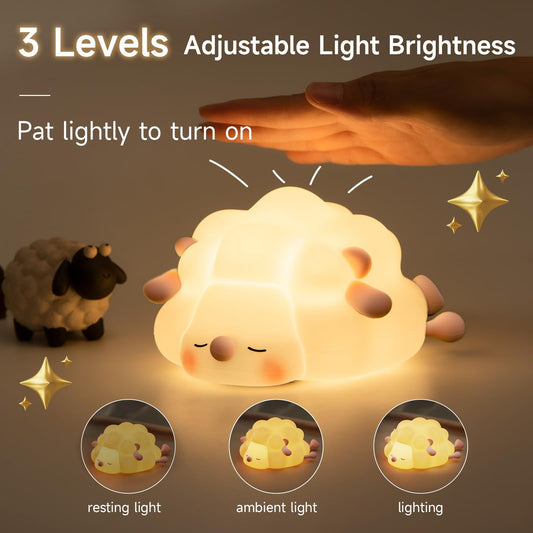 Cute Silicone Night Lights Sheep Cartoon Bedroom Lamp For Children's Room Decor Rechargeable Timing Dimming Sleep Night Light - Jaazi Intl