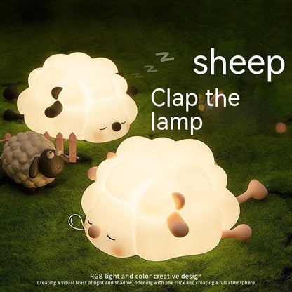 Cute Silicone Night Lights Sheep Cartoon Bedroom Lamp For Children's Room Decor Rechargeable Timing Dimming Sleep Night Light - Jaazi Intl