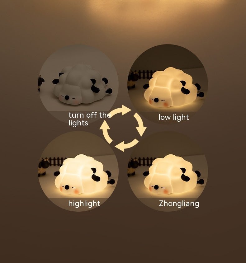 Cute Silicone Night Lights Sheep Cartoon Bedroom Lamp For Children's Room Decor Rechargeable Timing Dimming Sleep Night Light - Jaazi Intl