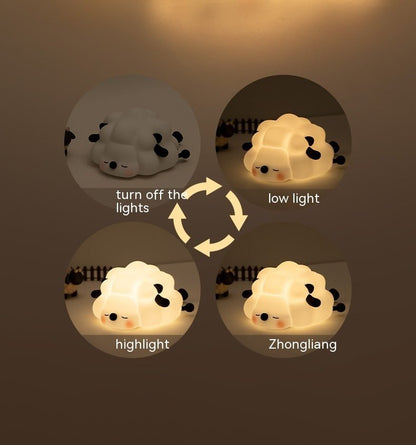 Cute Silicone Night Lights Sheep Cartoon Bedroom Lamp For Children's Room Decor Rechargeable Timing Dimming Sleep Night Light - Jaazi Intl