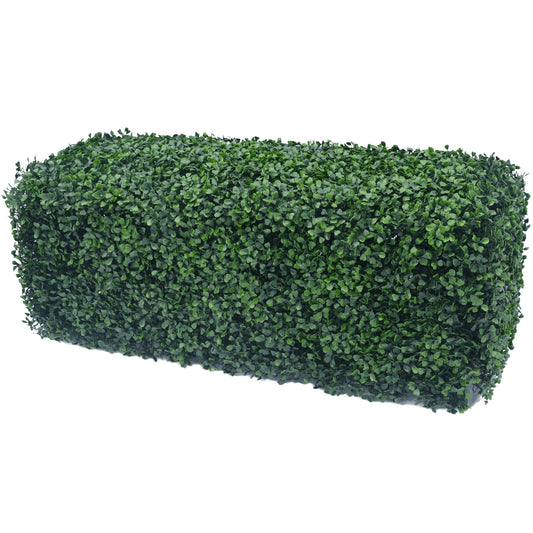 Dark Artificial Boxwood Hedge 40"L x 10"H UV Resistant - Jaazi Intl