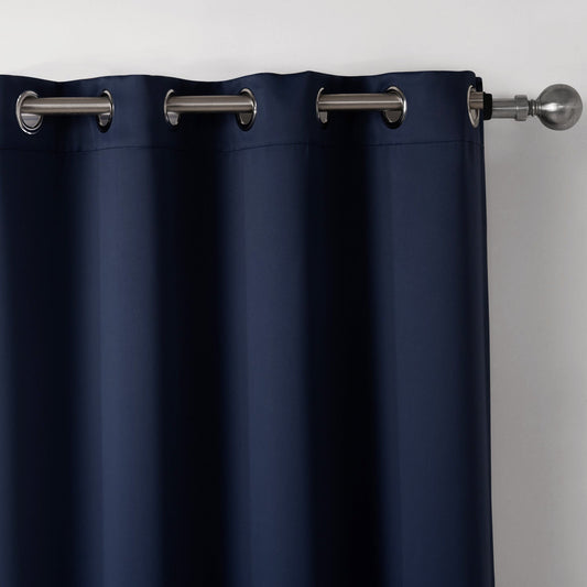 Dark Blue Bedroom Blackout Fabric Printed Curtains - Jaazi Intl