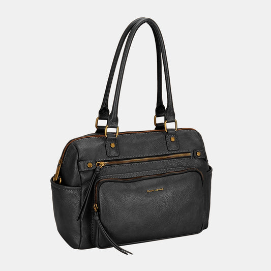 David Jones Zipper PU Leather Handbag - Jaazi Intl