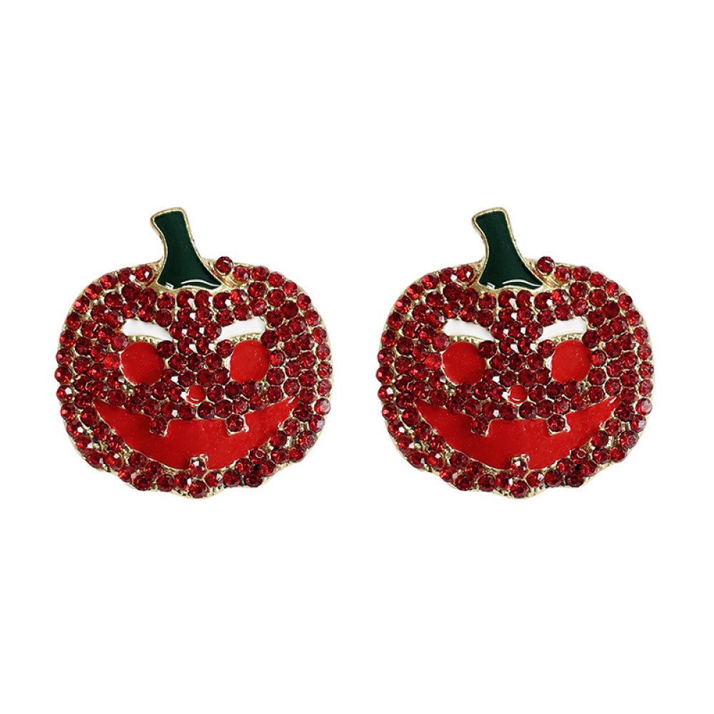 Demon Pumpkin Rhinestone Alloy Earrings - Jaazi International