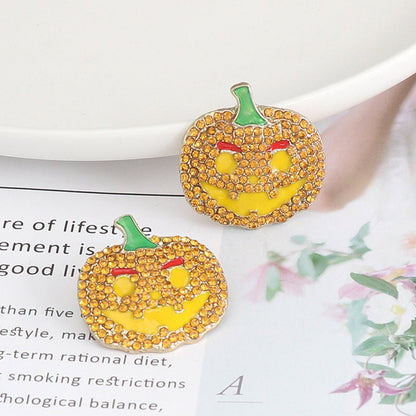 Demon Pumpkin Rhinestone Alloy Earrings - Jaazi International