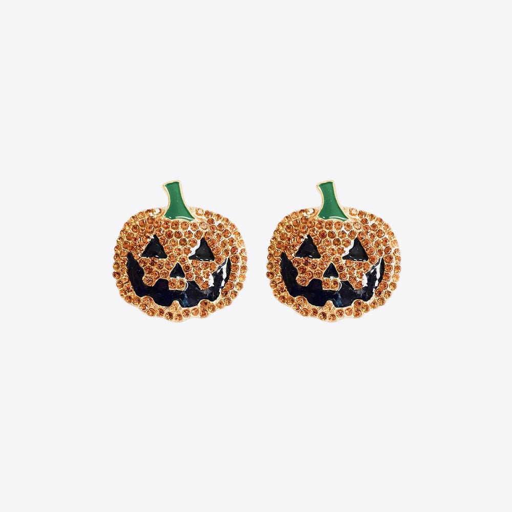 Demon Pumpkin Rhinestone Alloy Earrings - Jaazi International