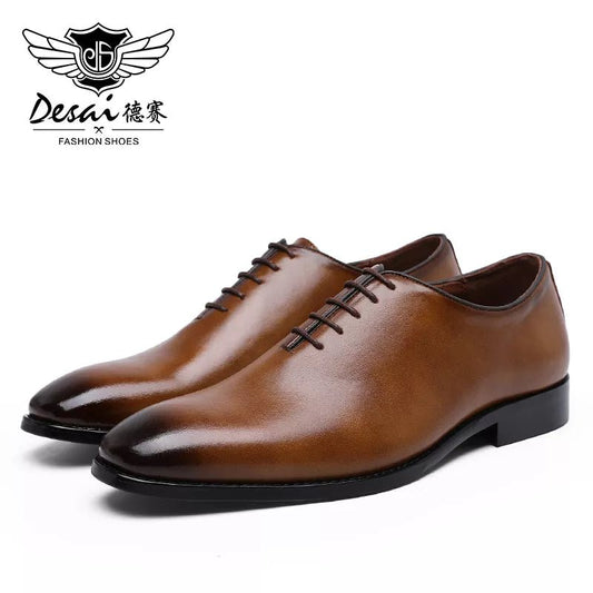 DESAI Oxford Mens Dress Shoes Formal Business Lace - up Full Grain Leather Minimalist Shoes for Men - Jaazi Intl