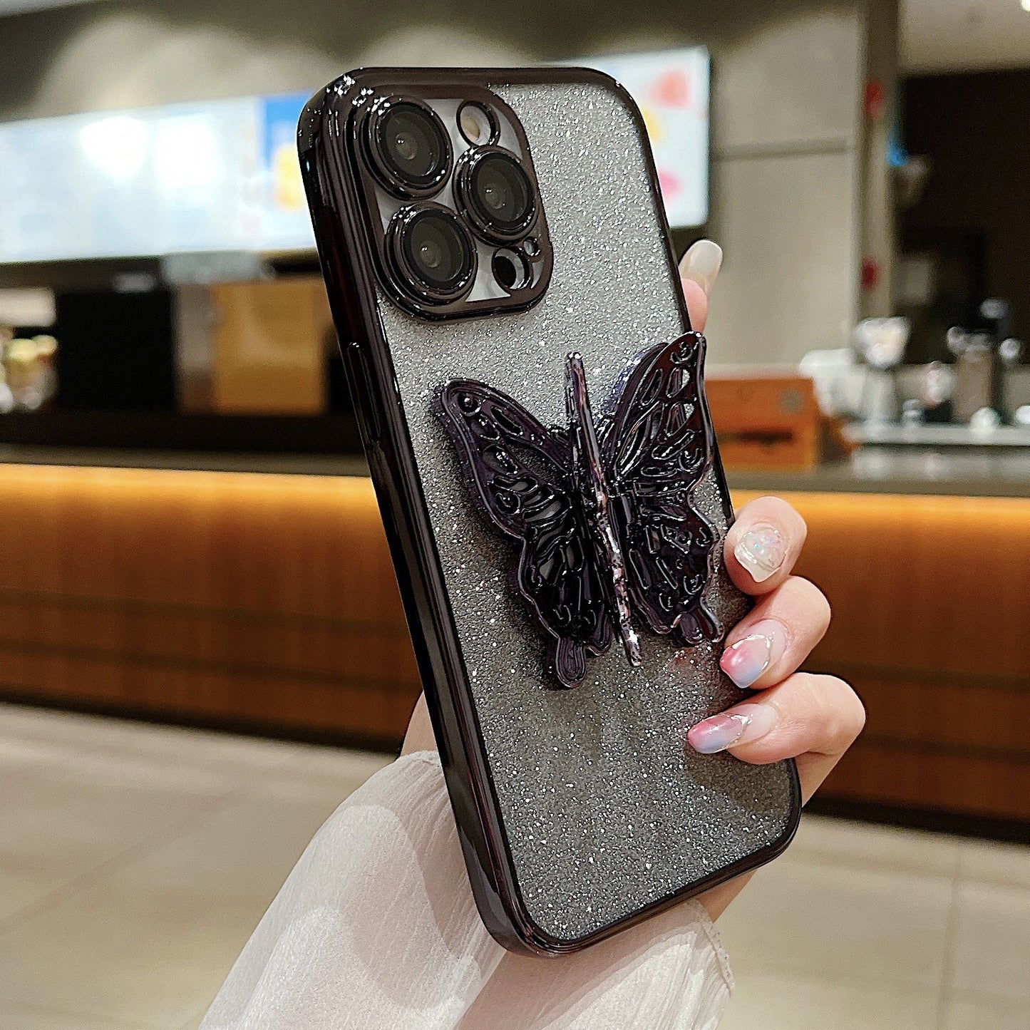 Hollow Butterfly Phone Case Gradient Transparent Plating Protective Cover