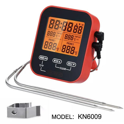 Digital BBQ Thermometer Wireless Kitchen Oven Food Cooking Grill Smoker Meat Thermometer with Probe and Timer Temperature Alarm - Jaazi Intl