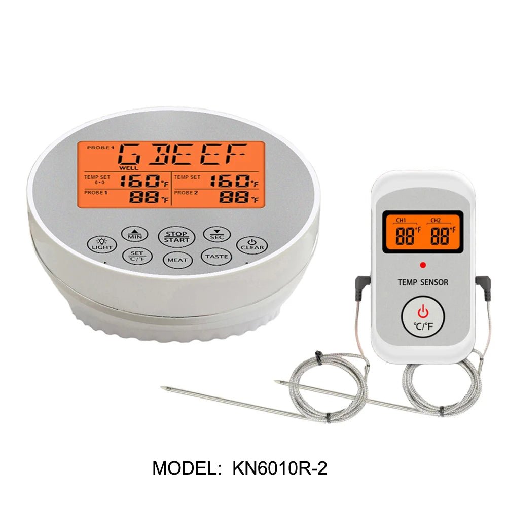 Digital BBQ Thermometer Wireless Kitchen Oven Food Cooking Grill Smoker Meat Thermometer with Probe and Timer Temperature Alarm - Jaazi Intl