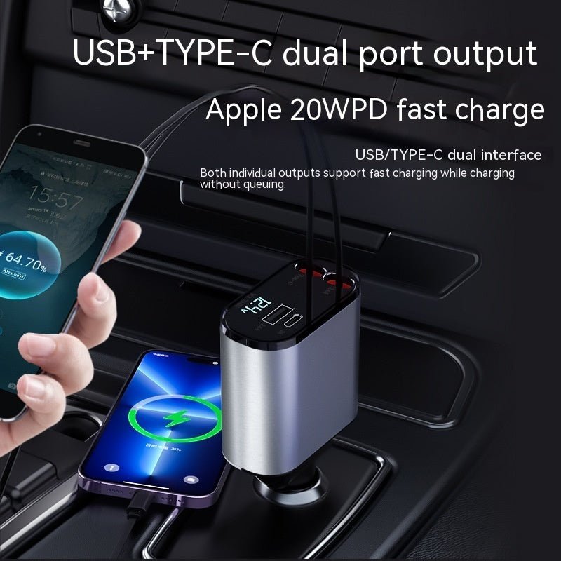 Digital Display Charging USB Adapter Cigarette Lighter One To Four - Jaazi Intl