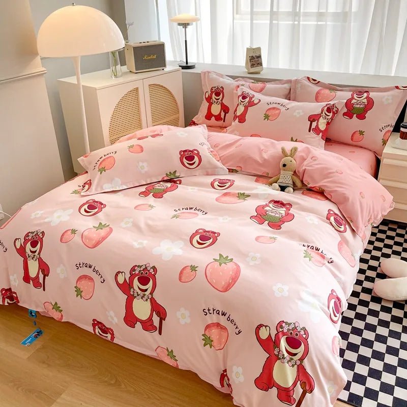 Disney Mickey Minnie Lotso Bedding Set Duvet Cover Bed Sheet Pillowcase Bedsheet Double Single King Queen Twin Size Home Textile - Jaazi Intl