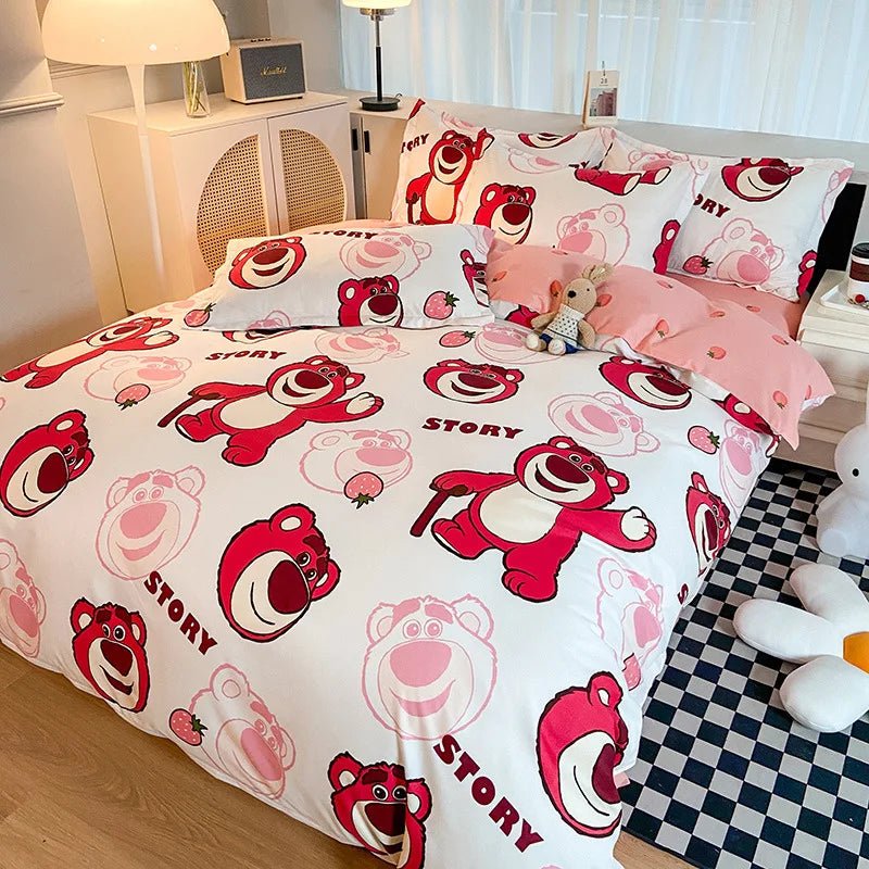 Disney Mickey Minnie Lotso Bedding Set Duvet Cover Bed Sheet Pillowcase Bedsheet Double Single King Queen Twin Size Home Textile - Jaazi Intl