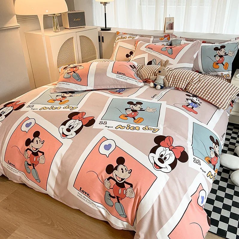 Disney Mickey Minnie Lotso Bedding Set Duvet Cover Bed Sheet Pillowcase Bedsheet Double Single King Queen Twin Size Home Textile - Jaazi Intl