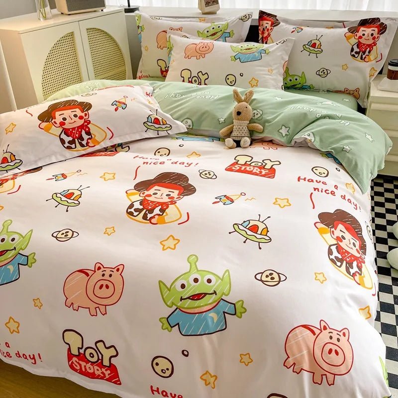 Disney Mickey Minnie Lotso Bedding Set Duvet Cover Bed Sheet Pillowcase Bedsheet Double Single King Queen Twin Size Home Textile - Jaazi Intl