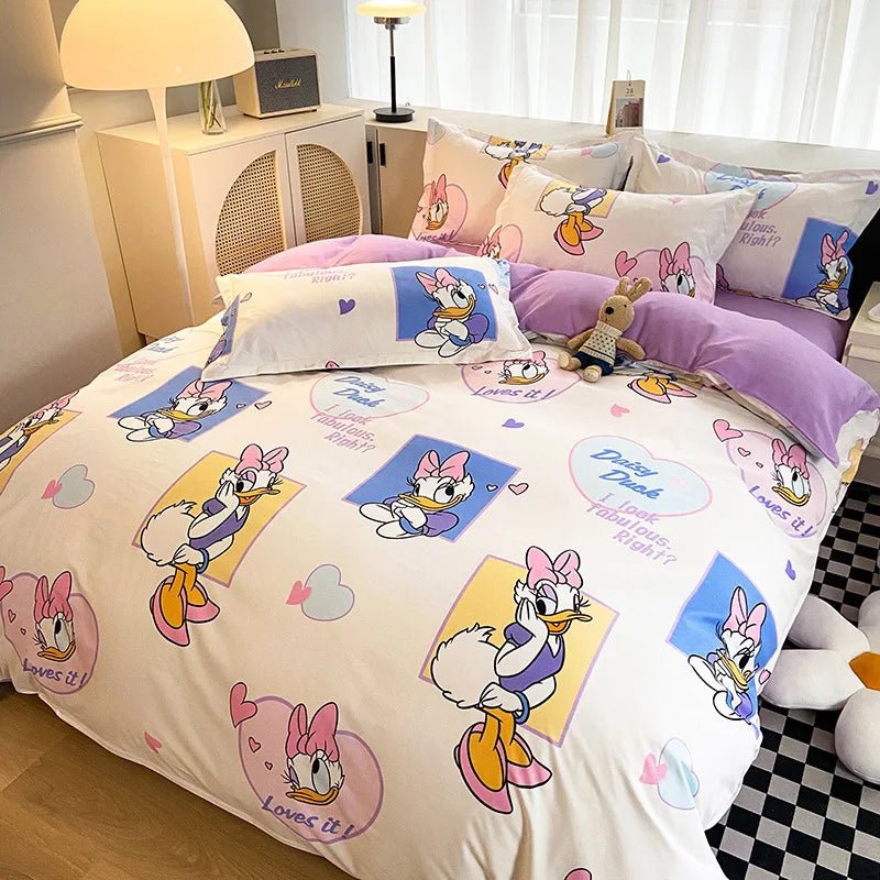 Disney Mickey Minnie Lotso Bedding Set Duvet Cover Bed Sheet Pillowcase Bedsheet Double Single King Queen Twin Size Home Textile - Jaazi Intl