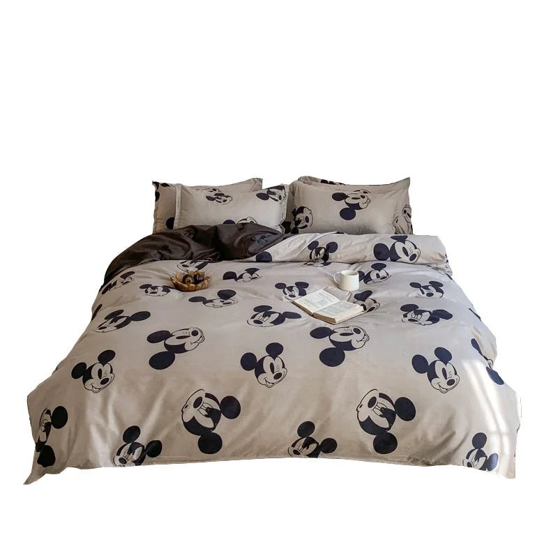 Disney Mickey Mouse Bedding Set Kid Single Double King Size Flat Sheet Duvet Cover Pillowcase Bed Linens Bedclothes Home Textile - Jaazi Intl