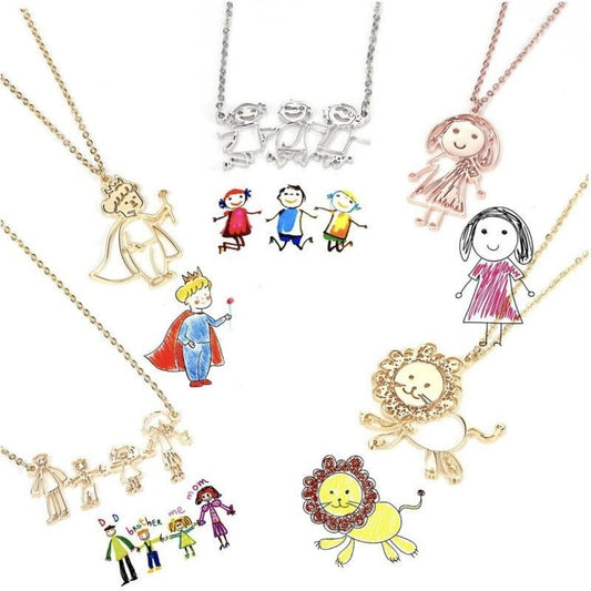 DIY children painting cartoon pendant stainless steel necklace female creative graffiti personalized couple necklace - Jaazi Intl