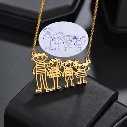 DIY children painting cartoon pendant stainless steel necklace female creative graffiti personalized couple necklace - Jaazi Intl