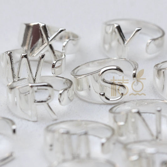 DIY Ornament Accessories Cooperized Silver Ring Letters Ring Open Ring Finger Ring (4532c) - Jaazi Intl